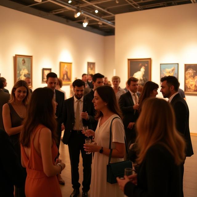 Eine lebhafte Vernissage in der Kunstgalerie